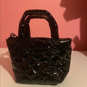 Nwot Mz Wallace Stylish Black Patent Quilted Handbag